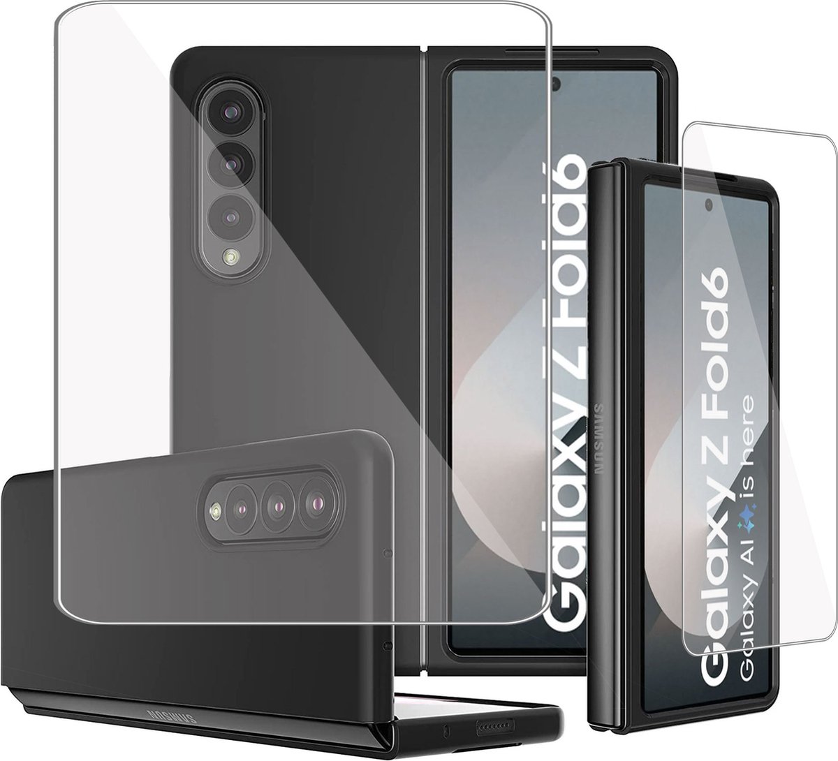 Hoesje + Screenprotector geschikt voor Samsung Galaxy Z Fold 6 – Folie - Case Transparant