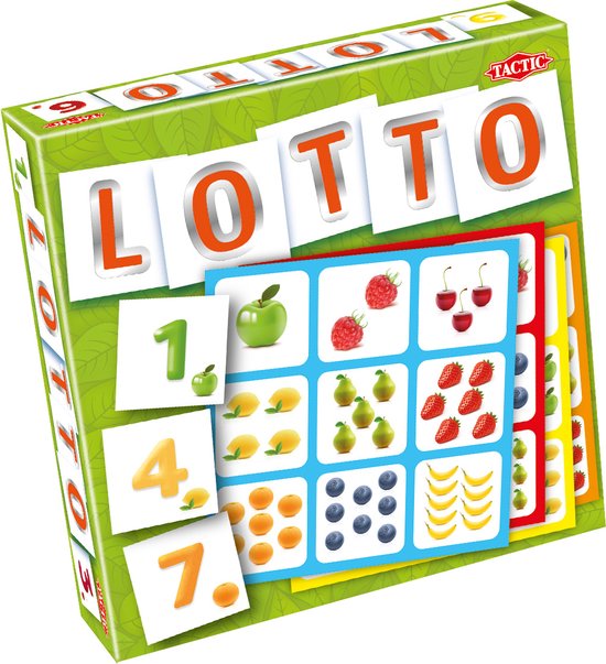 Tactic Lotto Fruit & Nummers – Kaartspel – Zoek & Vind – Familiespel – 2-4 spelers – Vanaf 3 jaar
