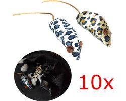 10x Katten speelgoed muisjes poes poezen kitten fluffy muis speeltje Kattenspeelgoed
