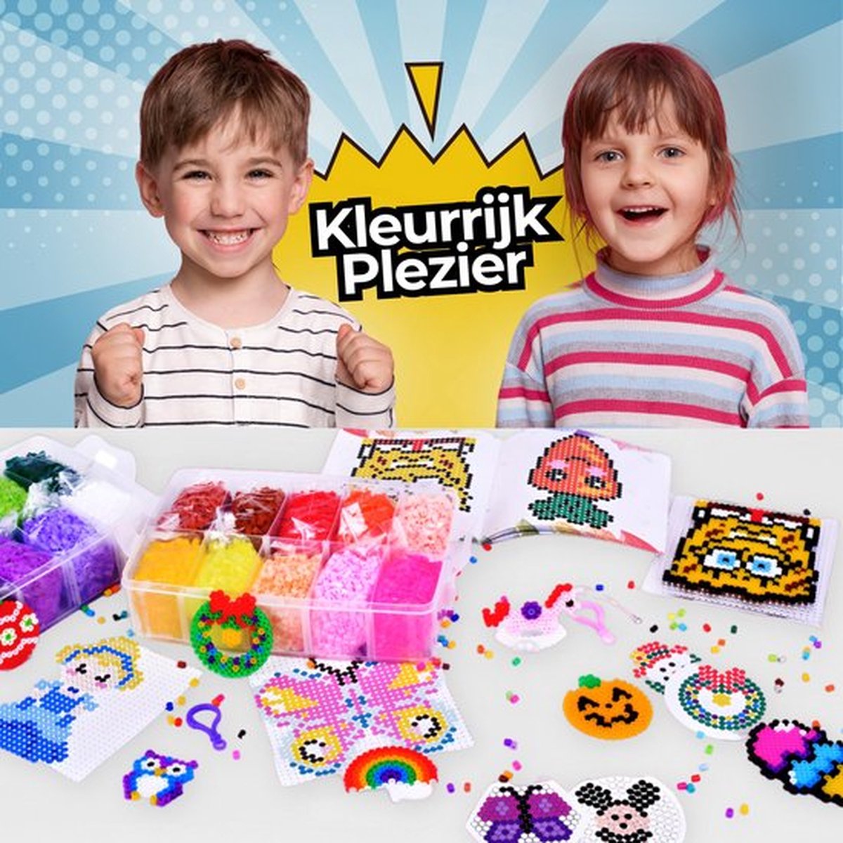 CosmoToys® Strijkkralen - Incl. Grondplaten & Voorbeeldenboekje - Creatief Speelgoed - Knutselkoffer - Speelgoed 5 Jaar - 23.000 Stuks - 23 Kleuren — afbeelding 3