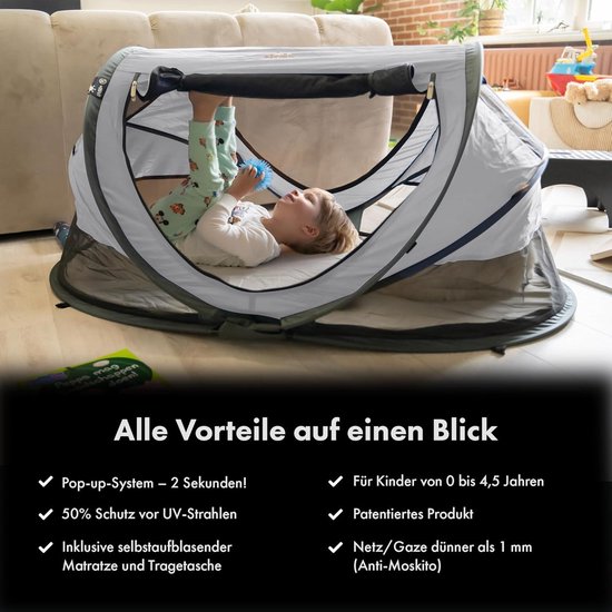 Deryan Baby Luxe Reisbed - Pop Up Babytent met Klamboe & Matras