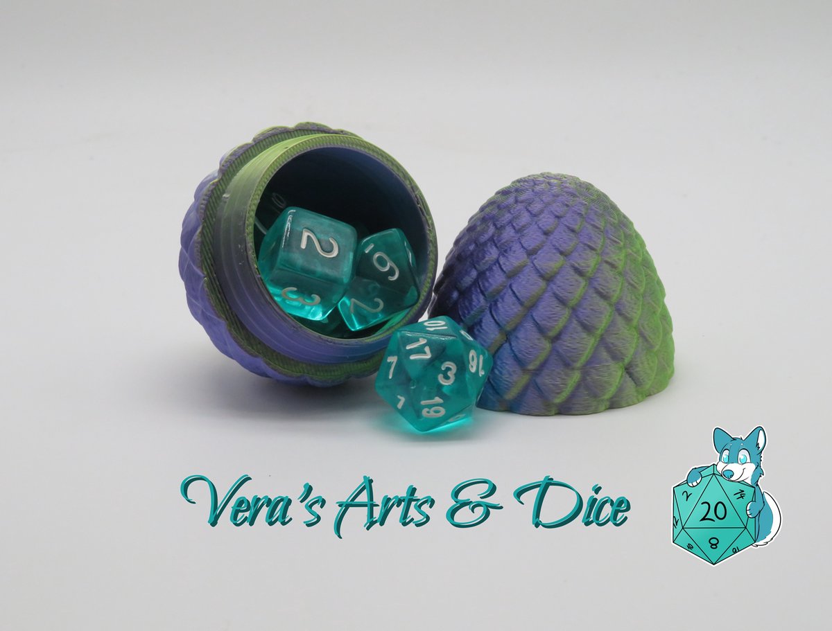 Vera's Arts & Dice Paars Geel Draken Ei met Surprise Dobbelstenen Set 3D Print Mystery Dragon Egg Dual Colour