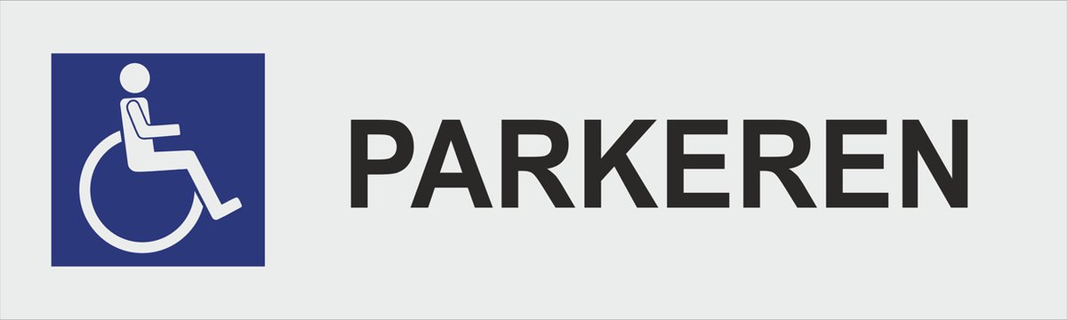 invaliden parkeerbord - met gaten voor bevestiging - geanodiseerd aluminium 15 x 50 cm. - dikte 2 mm. - parkeer - bord - sign - parkeren.