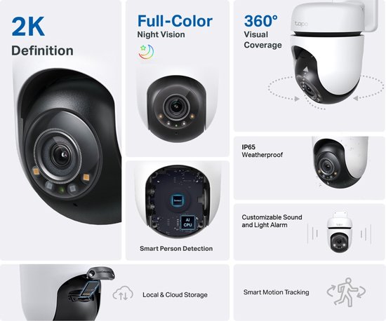 TP-Link Tapo TC41 telecamera di sorveglianza Cupola Telecamera di sicurezza IP Interno e esterno 2304 x 1296 Pixel Soffitto/muro van TP-Link — afbeelding 4