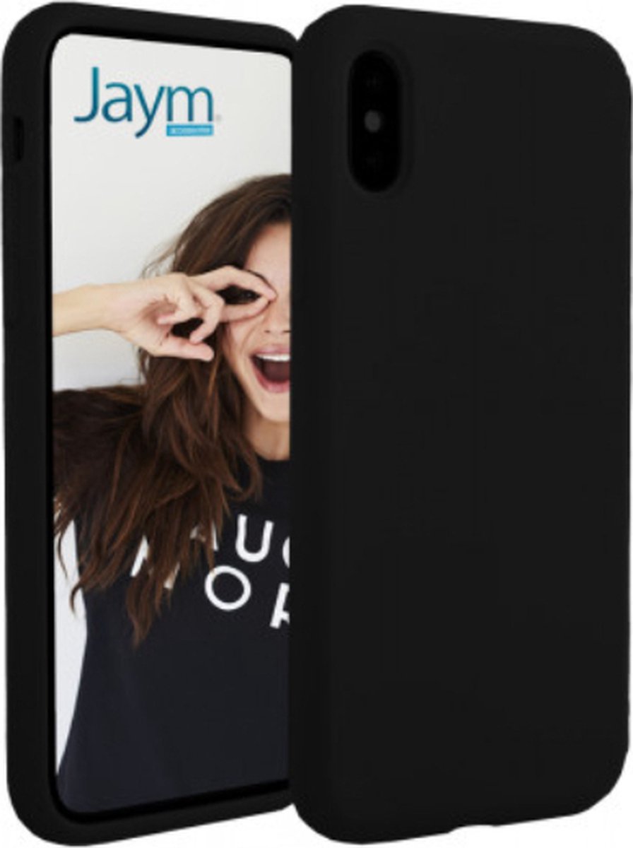 Jaym, Geschikt voor Apple iPhone 13 Premium Siliconen Microvezel Hoesje, Zwart