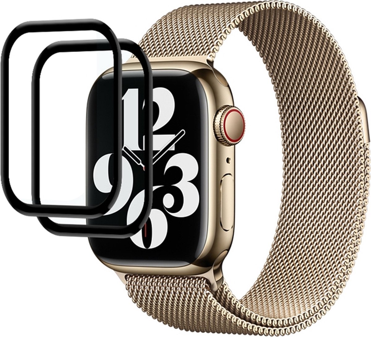 Eko, Screenprotector geschikt voor Apple Watch 41mm - [2 Stuks] Curved Tempered Glass, Transparant zwart