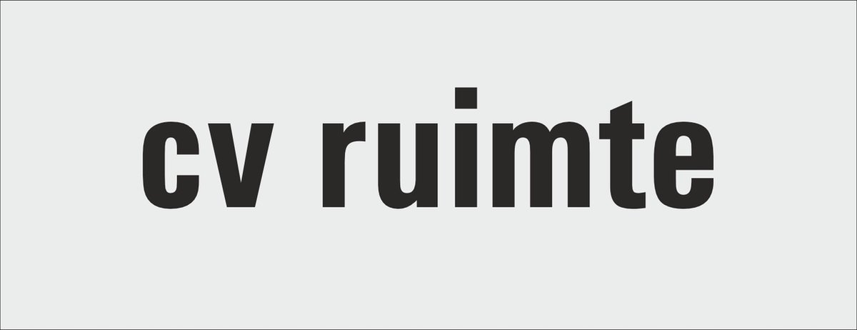 cv ruimte deurbordje - deur - tekstbordje - zelfklevend - geanodiseerd aluminium - 130 x 50 mm. - dikte 0,5 mm. - 5 jaar garantie!