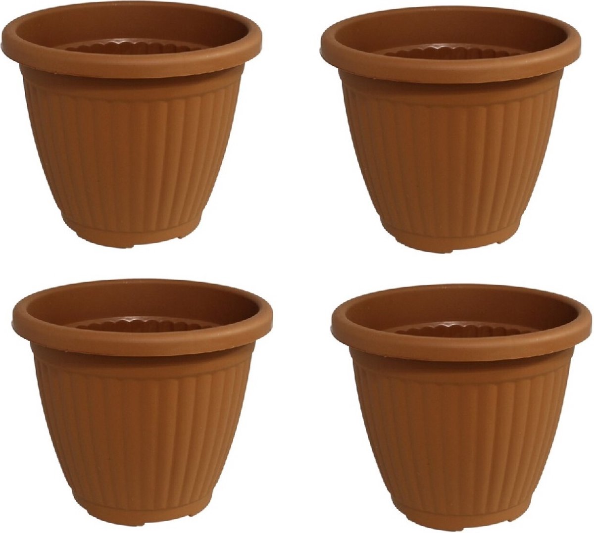 Bloempot Terra voor binnen & buiten - hoogwaardig kunststof - Ø 16 x H 13 cm - set 4 stuks