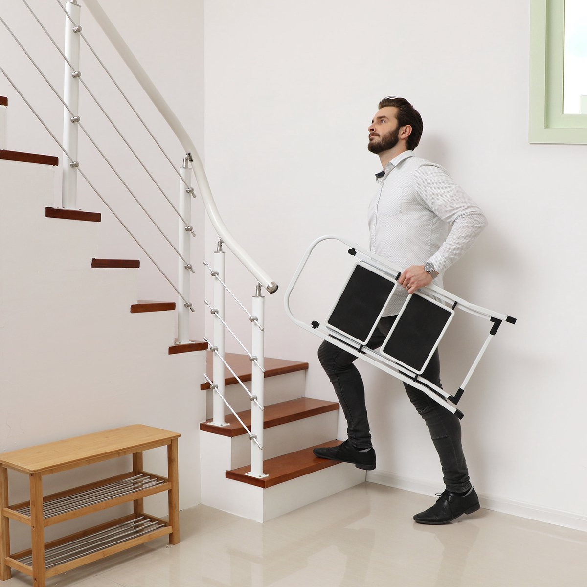 Hoppa! Ladder, 2-traps vouwladder, 150 kg belasting, 80 cm hoogte – foto 6