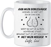 Subli-Print Classic Mug 330 Ml - Mug personnalisé Cadeau - À mon papa bonus Bien que je ne vienne pas de ta poche, je sais que tu me soutiens toujours. Merci d'avoir supporté ma maman - Mug avec texte - Wit/ noir