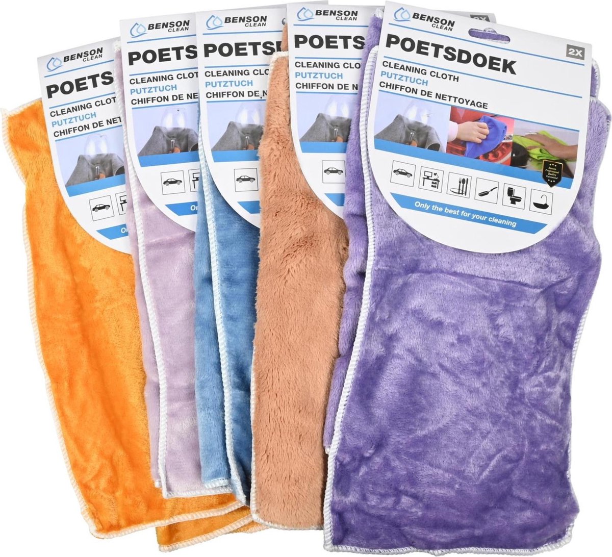 Benson Multifunctionele microfiber poetsdoeken - set van 2 - diverse kleuren