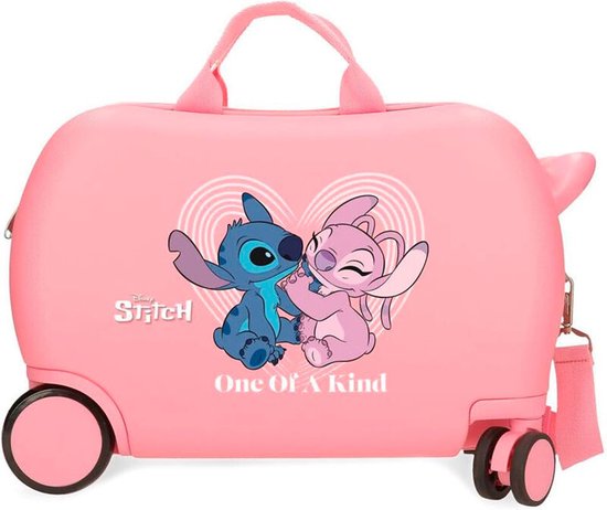 Stitch Rolling Suitcase 4 Wheels Pink