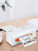 Vevor - Labelprinter - Labelmaker - Thermische printer -Label printer - Label Maker - Sticker Printer - USB - 203DPI - 60 Labels Per Minuut - 150 mm/sec - Incl. Power adapter en USB kabel- Wit