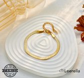 Leerella Luxe 18K Goudkleurige Snake Armband van Roestvrij staal - Perfect Cadeau voor Moederdag, Valentijnsdag, Verjaardag - Actie! 16+6.5cm