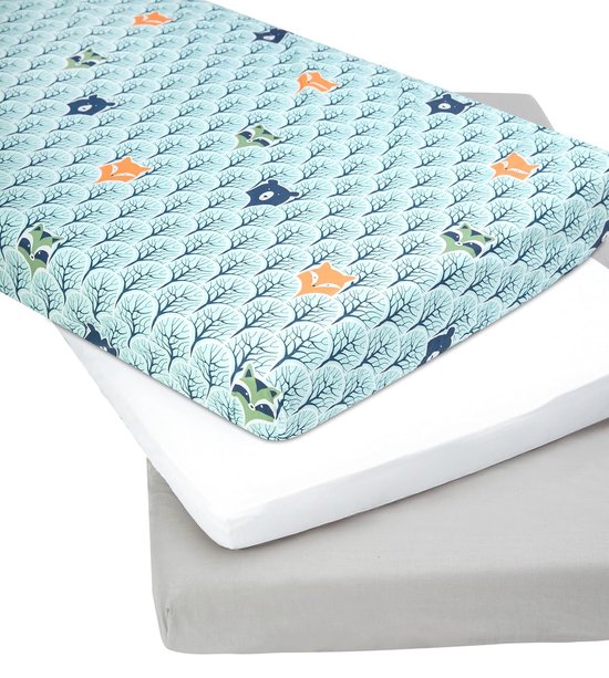 Set de draps housse 60 x 120 cm 100% coton linge de lit bébé