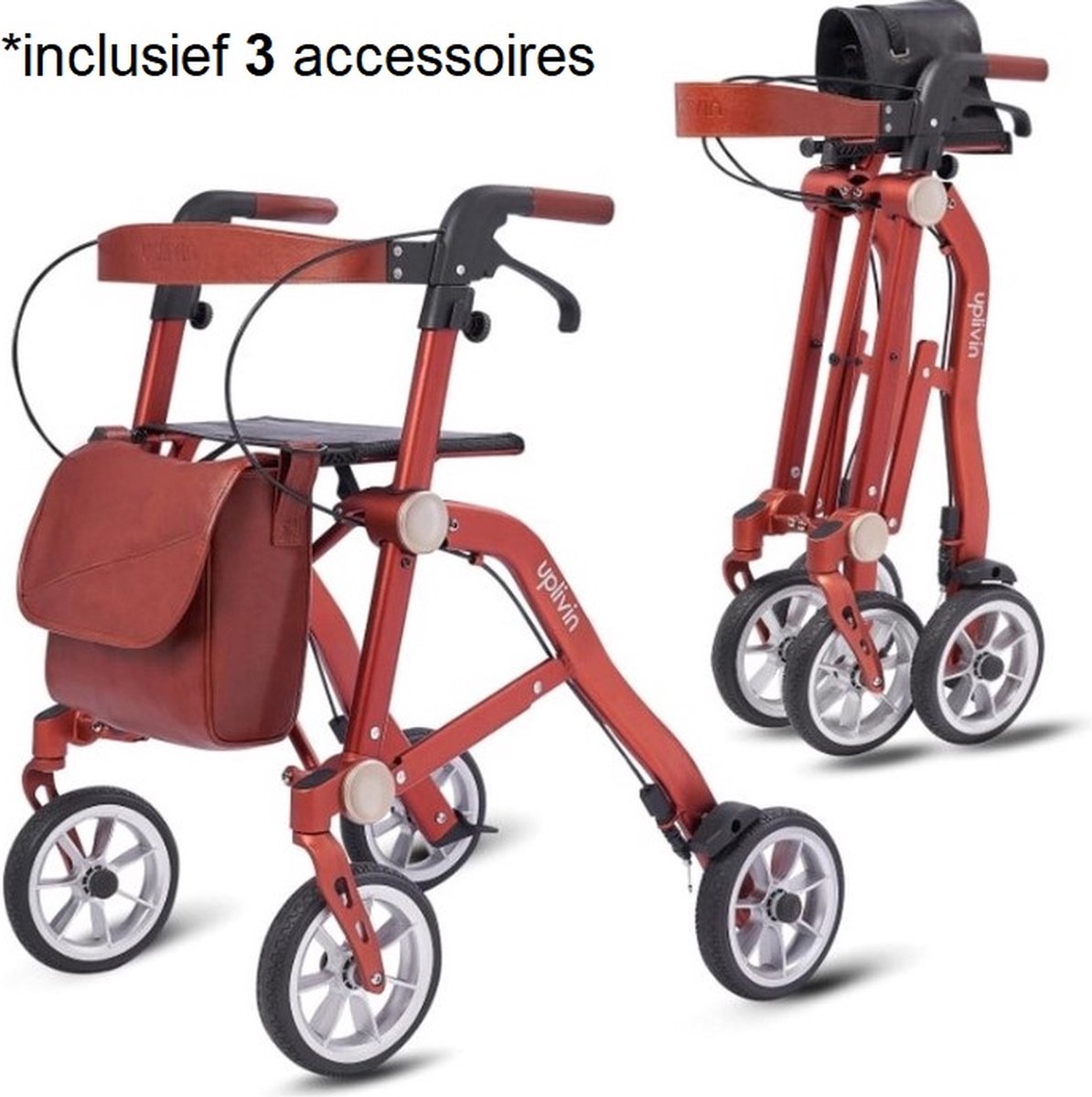 Goedkoopste Trive rollator ultra compact Terracotta (inclusief 4 accessoires