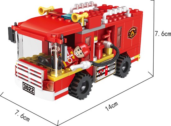 Cogo 3022 City - Voiture des Pompiers - 184 pièces - Compatible Lego City - Jeu de construction