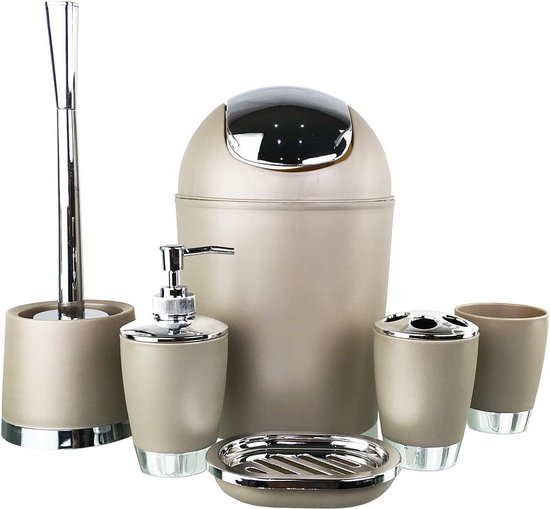 Complete Badkameraccessoireset - 6 Delige Set met Zeepdispenser en Wc-Borstel voor een