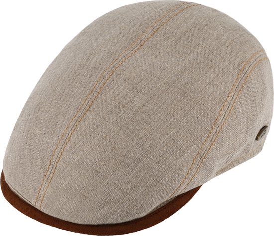 Flatcap linnen met contrasterende stiksels UV-bescherming 62cm