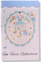 Baby! - Luxe Geboortekaartje baby - 12x17cm - Gevouwen wenskaart met envelop