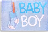 Baby Boy! - Luxe Geboortekaartje Jongen - 12x17cm - Gevouwen wenskaart met envelop