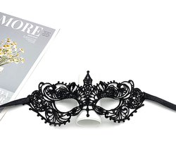 Venetiaans Masker Dames - Kant - Verkleedkleding - Masquerade Masker - Gemaskerd Bal - Galamasker - Zwart