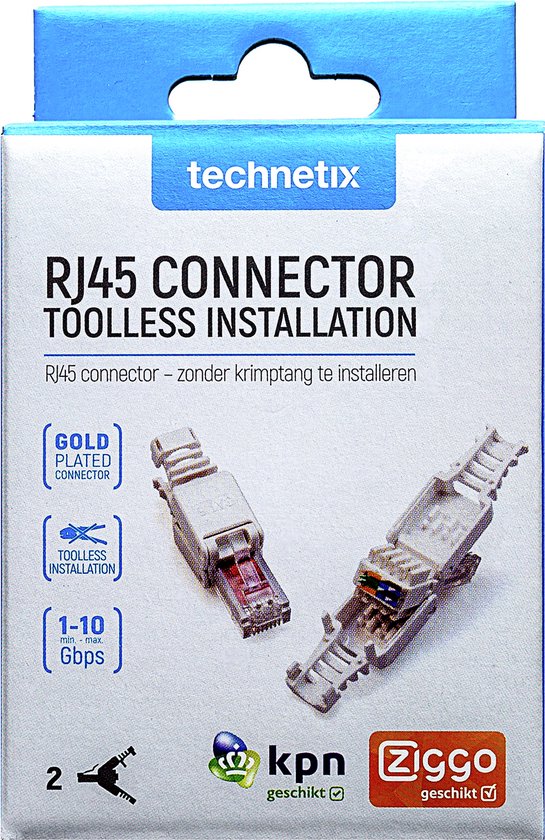 Technetix RJ45 Connector - Wit - Per 2 stuks | bol