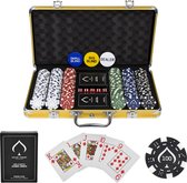Texas' Finest Golden Pokerset - Inclusief E-Book - 300 Pokerchips - Casino Speelkaarten - Poker