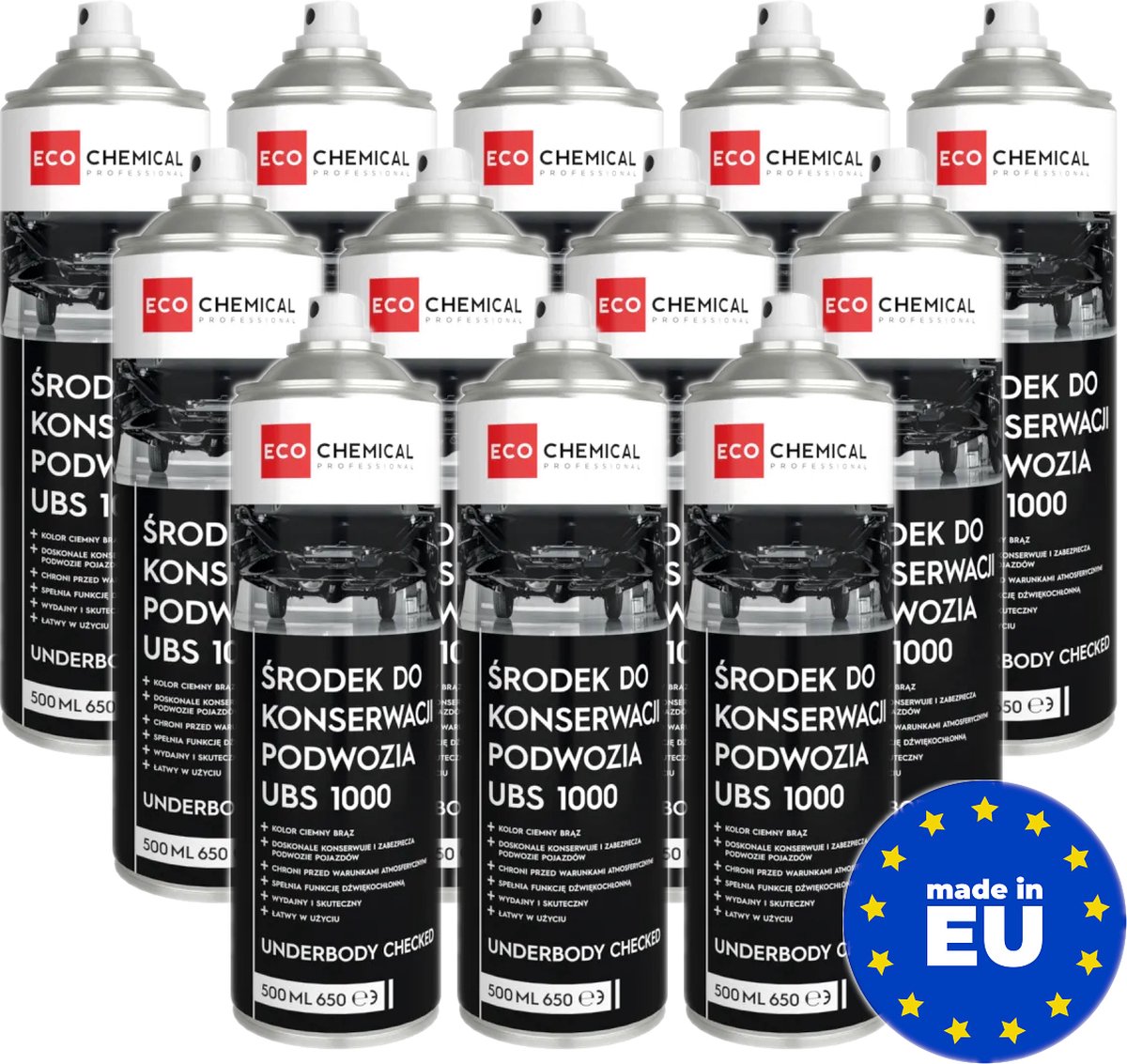 Bitumen Undercoating Auto Spuit - 12 x 500ml - MADE in EU - Anti Roest - Steenslag Autobodem Coating - Chassis Roestbescherming - Corrosiebescherming