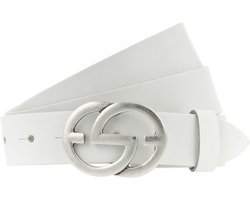 Vanzetti Leren Riem Full Leather Buckel Belt W75 White Wit