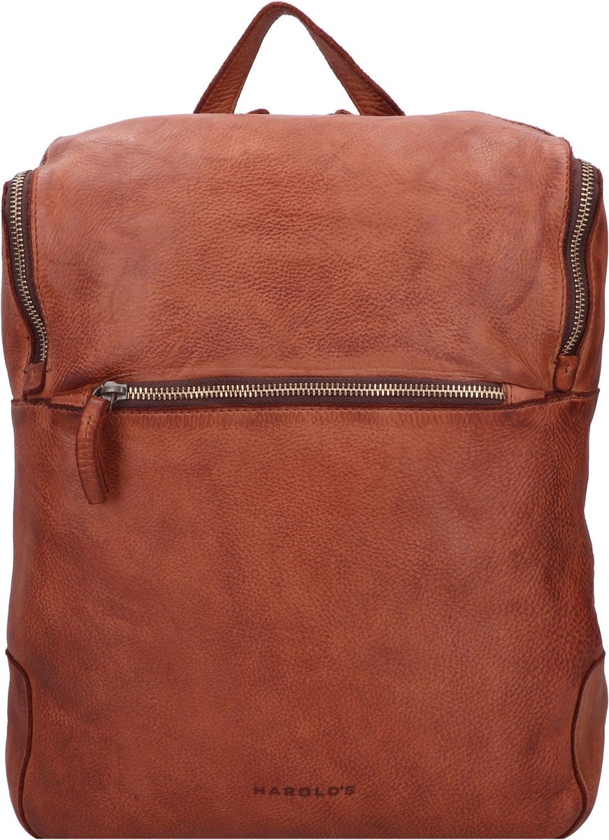 HAROLD'S Leren Laptop rugzak Rugzak met laptopvak Submarine Notebook Backpack Cognac Bruine