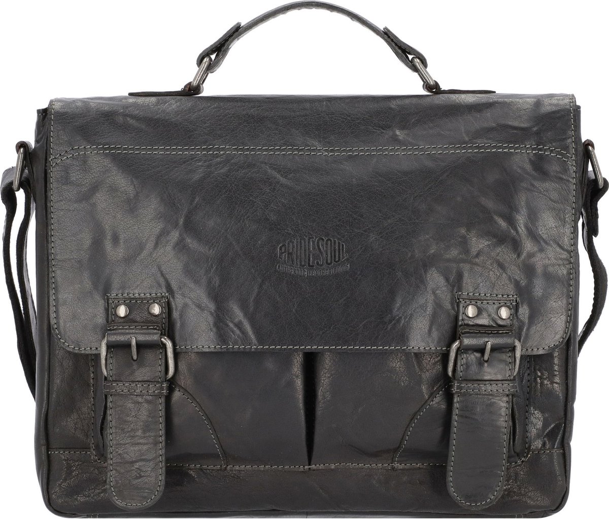 Pride and Soul schoudertas - BAGGIE BAG L - zwart leer - 30x37x10cm - JU-47499