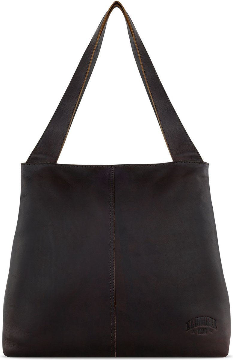 KLONDIKE 1896 Leren Schoudertas Rush Katrina Shopper Darkbrown Donkerbruin