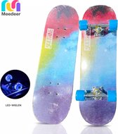 Meedeer Skateboards-schokabsorptie-Met LED-Met dubbelzijdig patroon-Tot 150 kg-Vier Verbreed en vergroot wielen-voor volwassenen, jongeren, kinderen, beginners-7 lagen Canadese esdoorn, double kick board-concaaf (Gekleurd)