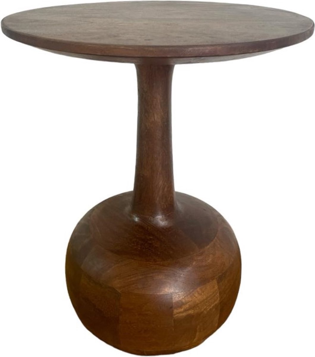 BLenS-Furniture Bijzettafel Katwijk bruin mangohout rond