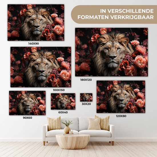 Peinture sur toile 120x80 cm - Fleurs de lion - Accessoires de décoration de chambre - Peintures animaux de salon - Décoration murale chambre - Décoration murale cuisine - Toile murale intérieur - Décoration maison