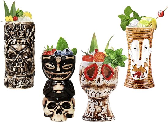 Set De 3 Mugs Tiki En Céramique – Ambiance Polynésienne Pour Tes Cocktails Tropicaux