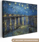 Toile - Tableau Van Gogh - Nuit étoilée sur le Rhône - Pont - Maîtres anciens - 80x60 cm - Décoration murale - Chambre