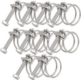 10 stuks - Slangklemset - RVS slangklem - 36-40mm - Slang Koppeling Klem - Slangklemmen Set - Jumboklem Groot - dubbele draad slangklem - verzinkt roestvrij staal - voor om de Tuinslang Afvoerslang of Doucheslang