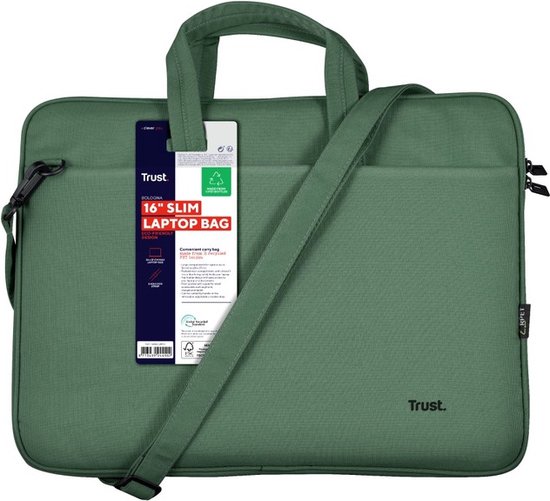 Trust Bologna - Laptoptas tot 16 inch - Schoudertas met accessoire vak - Groen
