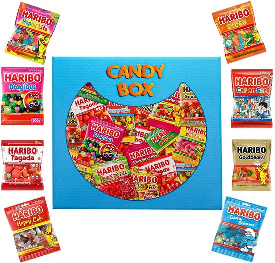 Foto: Haribo candy box mega party snoepzakjes strooigoed snoepmix 1000g