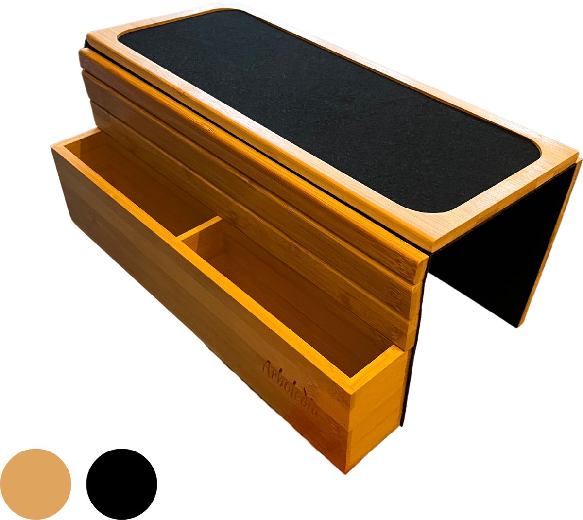 Arboledia Armleuning Dienblad - Bamboe Dienblad Lichtbruin - Armleuning Dienblad Bank - Armleuning Antislip - Bank Organizer - Viltlaag