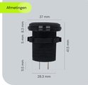 Afmetingen van de ProRide 12V USB-lader: 37mm breed, 41.5mm hoog.