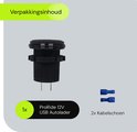 ProRide 12V USB autolader met 2x kabelschoenen. Zwart, met schroefdraad voor montage.