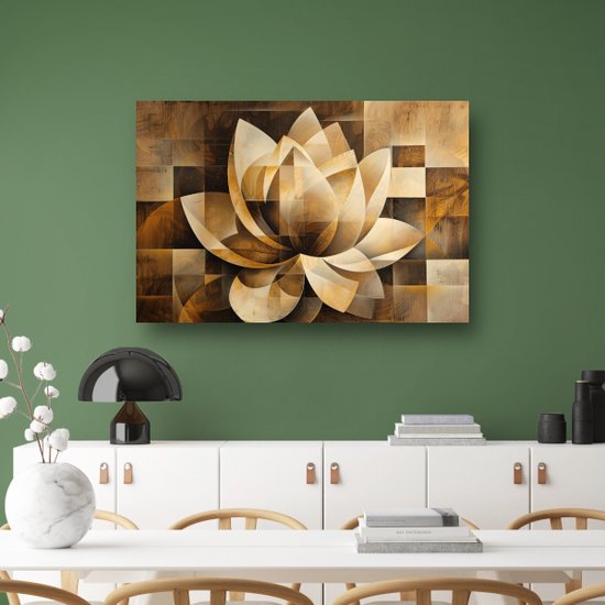 Décoration murale Lotus - Portrait de Bloem - Peintures sur toile Motif - Décoration murale moderne - Peintures sur toile avec cadre plateau - Décoration chambre toile avec cadre plateau 60x40 cm