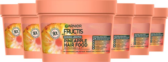 Garnier Fructis Hair Food Pineapple - 3-in-1 Haarmasker - Lang dof haar - 6x 400ml