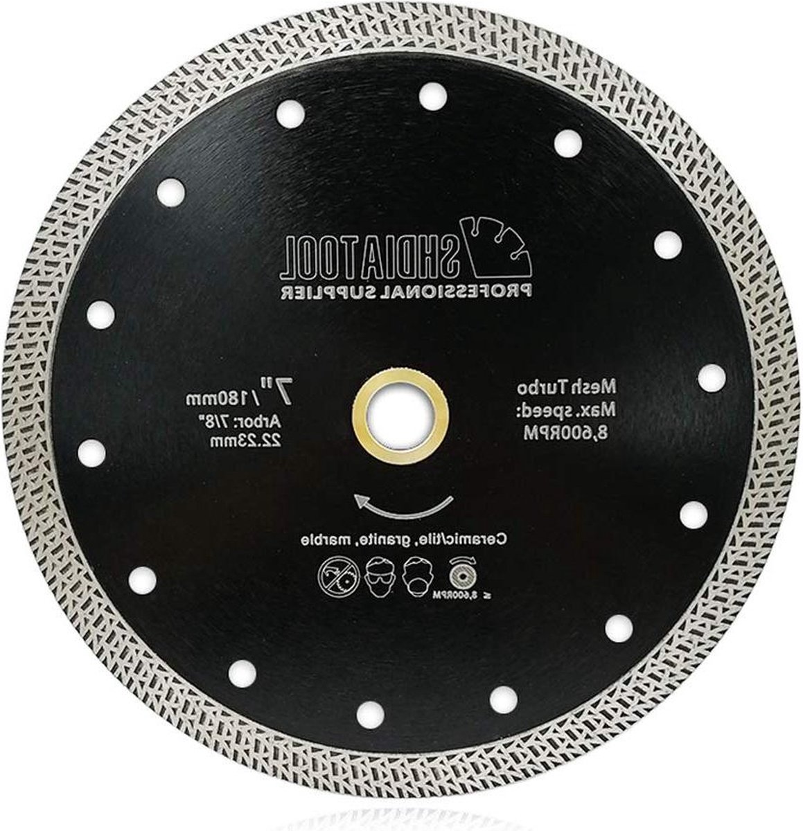 180 mm diamantslijpschijf zaagblad met gaas Turbo - voor porseleinen tegels - keramisch granietmarmer