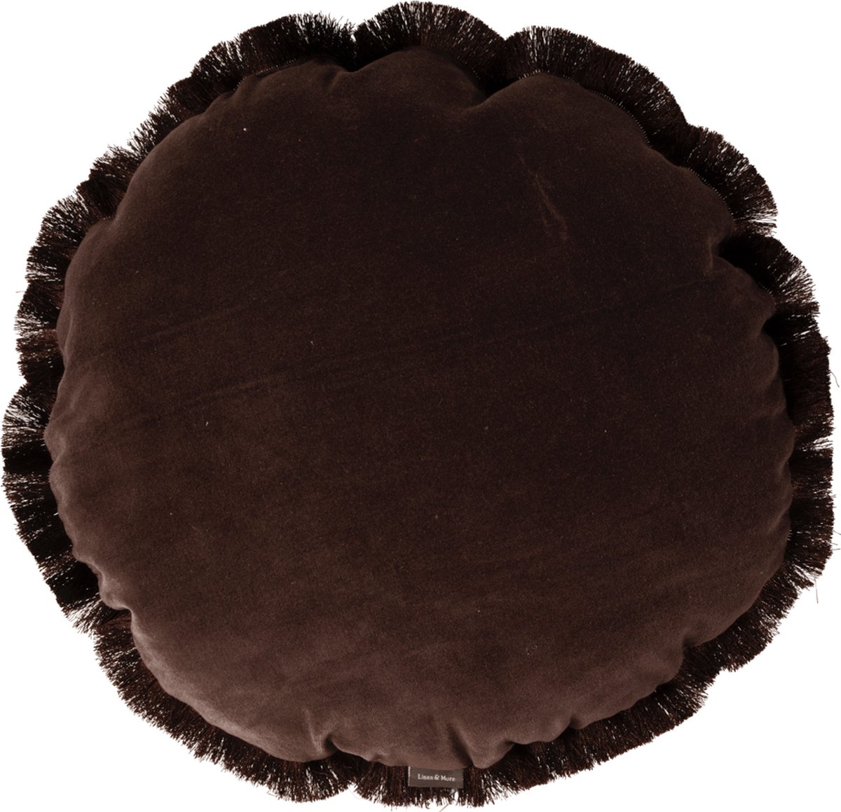 Mars & More Melody Fringes - rond sierkussen bruin - 45 x 45 cm