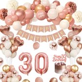FeestmetJoep® 30 jaar verjaardag versiering & ballonnen - Rose goud & Wit