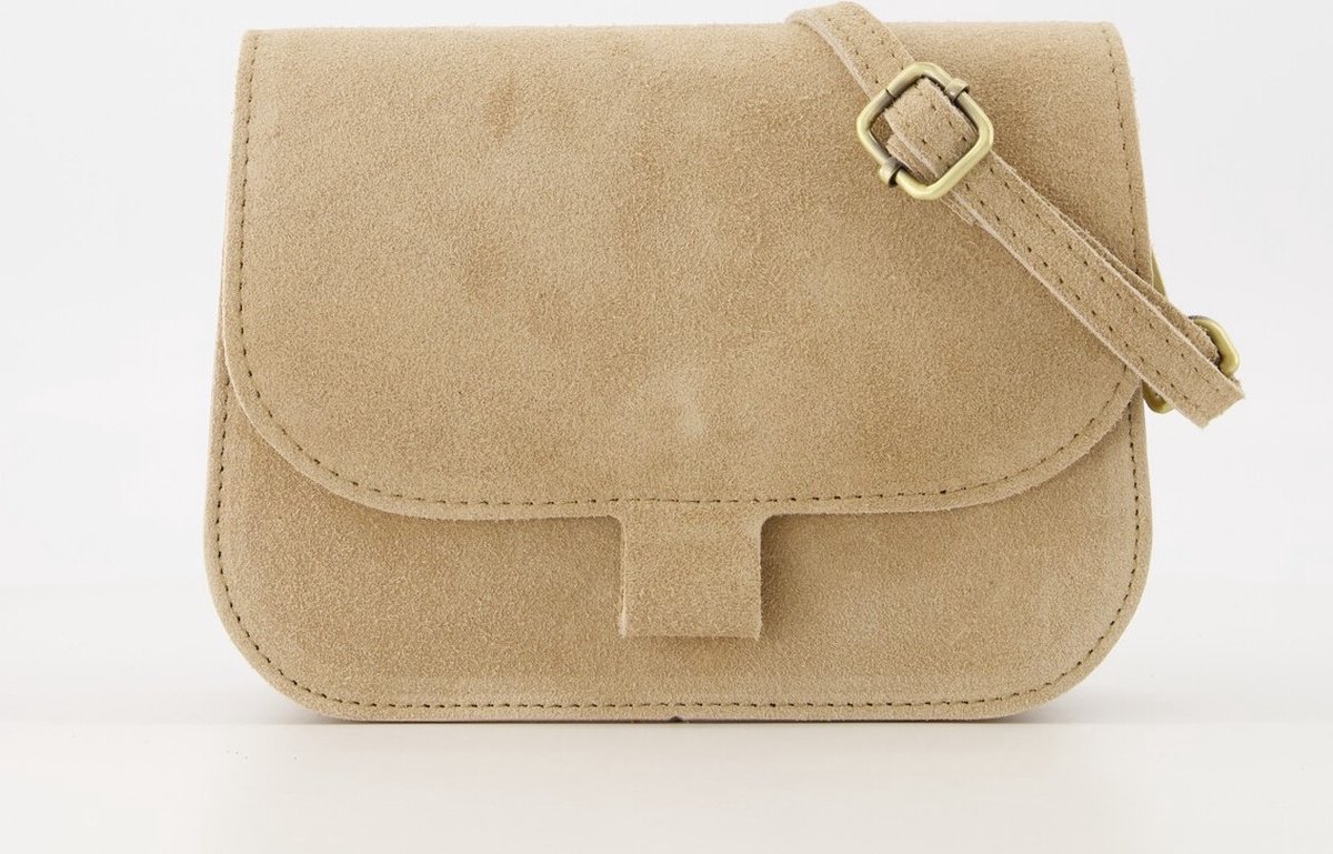 crossbody tas -suède -zandkleur